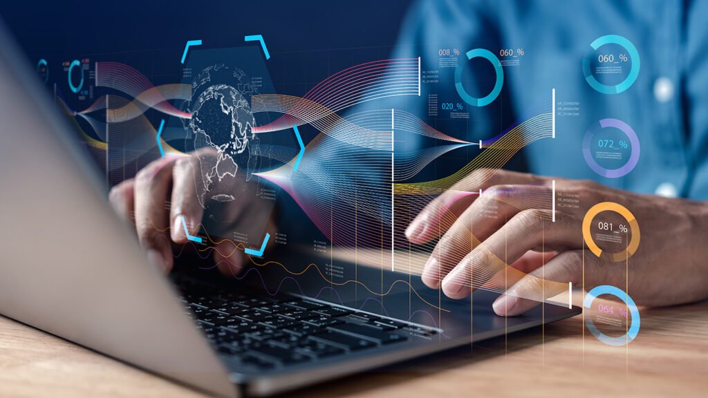 Businessman using ai technology for data analytics, Artificial Intelligence generate. Futuristic technology, robot in online system. Business in future to invest and develop corporate concept.